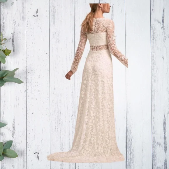 Tadashi Shoji White Floral Lace Wedding Dress